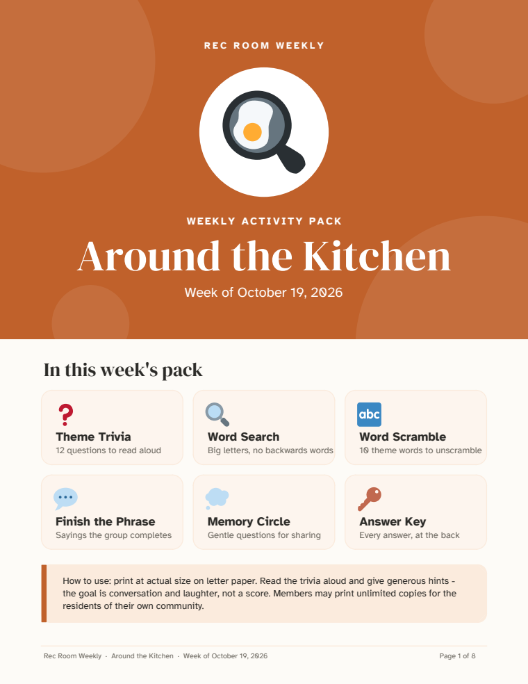 Weekly activity pack cover