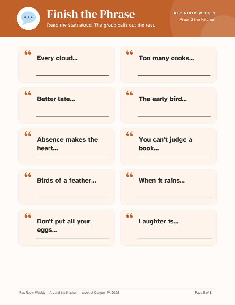 Finish the phrase page
