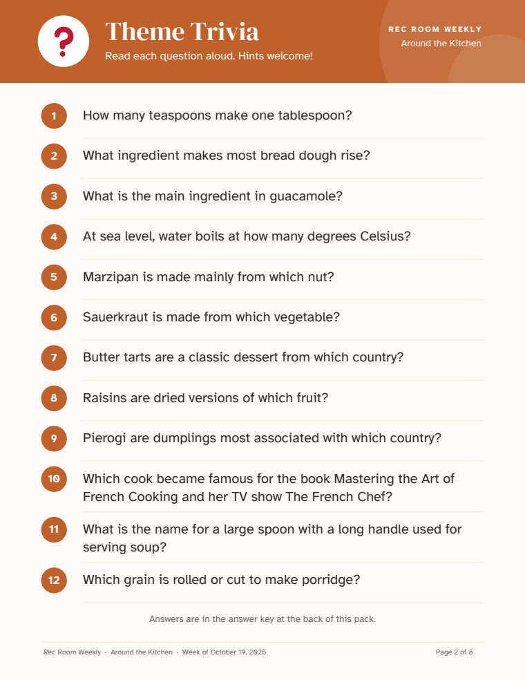 Theme trivia page